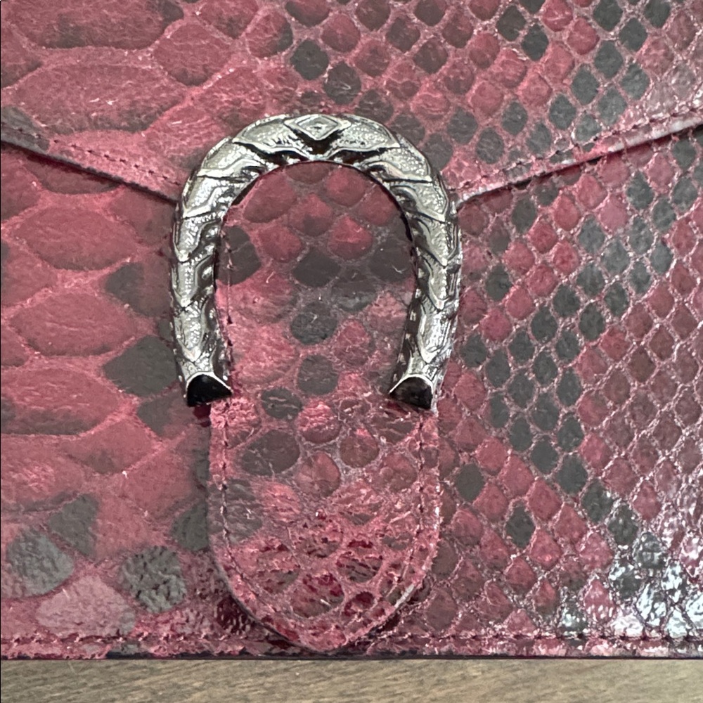 Marina Galanti Burgundy Snake Print Chain Shoulder Bag - Picture 2 of 9